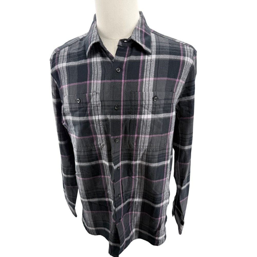 The North Face Mens Plaid Flannel Shirt‎ Long Sleeve Black Grey Purple Large NEW